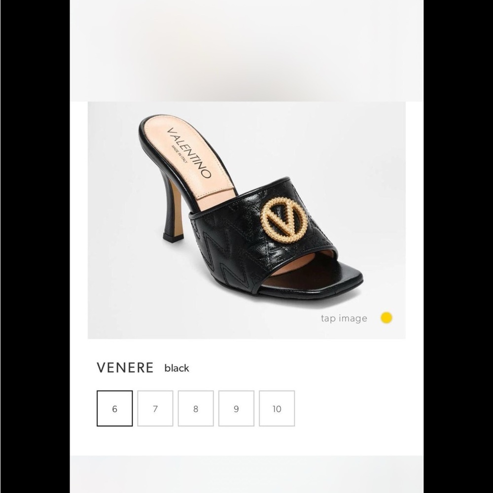 Valentino Black Mules with Gold Accent
